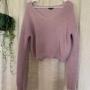 Pink fuzzy cropped sweater